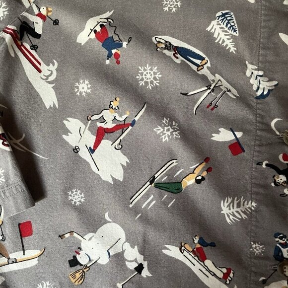 Vintage Eddie Bauer Womens Flannel Pajama Set Sz S Gray Winter Novelty Print PJs - Picture 12 of 16